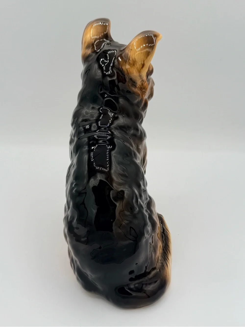 Lefton Ceramic German Shepherd Puppy Figurine - Brown & Black